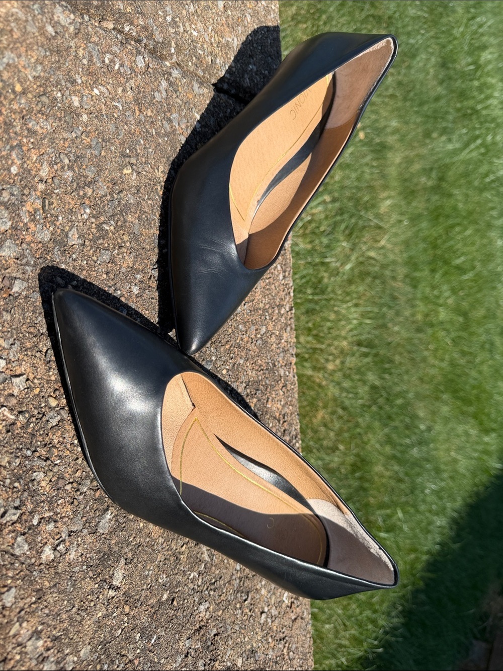 Vionic Black Pointed Leather Heels